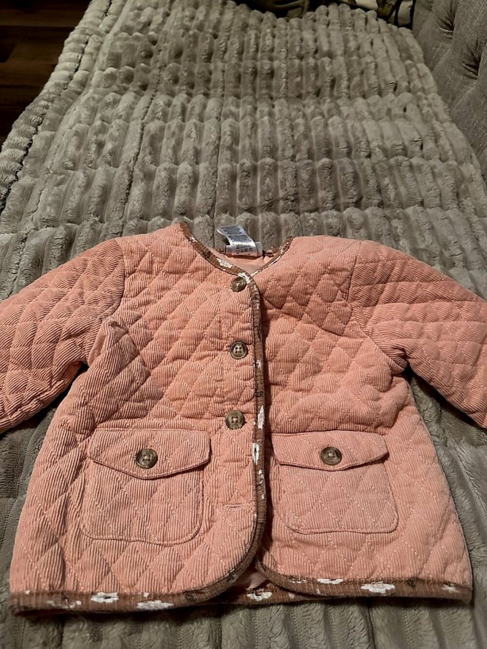 Nicole Miller New York Toddler Girls Quilted Corduroy Button Jacket, Pink with T